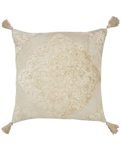 Lr Home Traditional Textured Medallion Throw Pillow In Cream