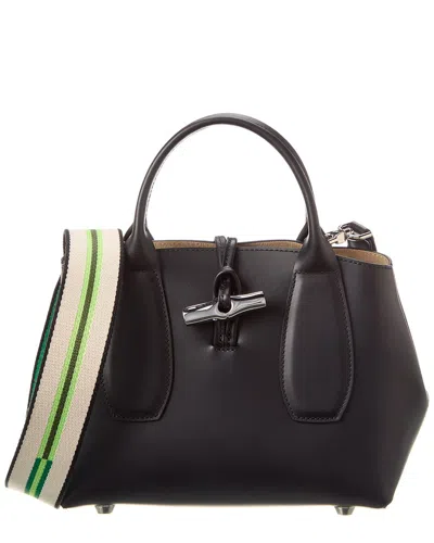Shop Longchamp Roseau Small Leather Handbag In Black