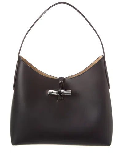 Shop Longchamp Roseau Medium Leather Hobo Bag In Black