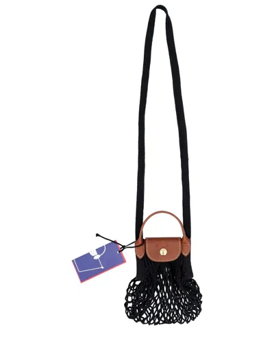 Shop Longchamp Le Pliage Filet Shoulder Bag In Black
