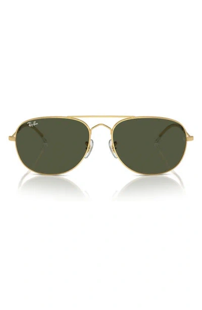 Shop Ray Ban Bain Bridge 57mm Pillow Aviator Sunglasses In Gold Flash