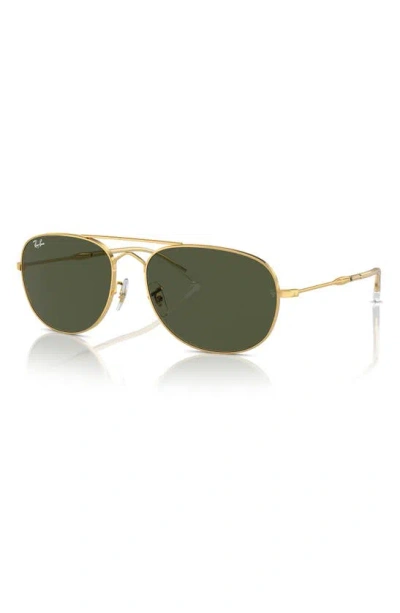 Shop Ray Ban Bain Bridge 57mm Pillow Aviator Sunglasses In Gold Flash