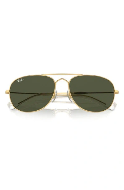 Shop Ray Ban Bain Bridge 57mm Pillow Aviator Sunglasses In Gold Flash