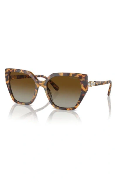 Swarovski 56mm Polarized Irregular Sunglasses In Havana Transparent