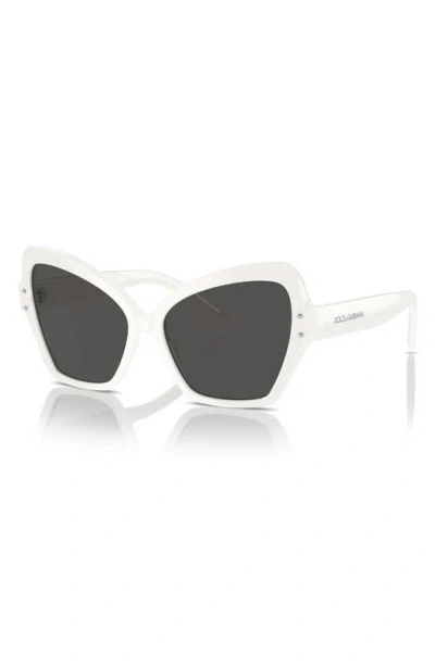 Shop Dolce & Gabbana 56mm Butterfly Sunglasses In White