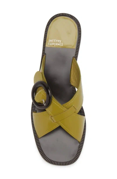 Shop Jeffrey Campbell Glimpse Slide Sandal In Chartreuse Box Brown
