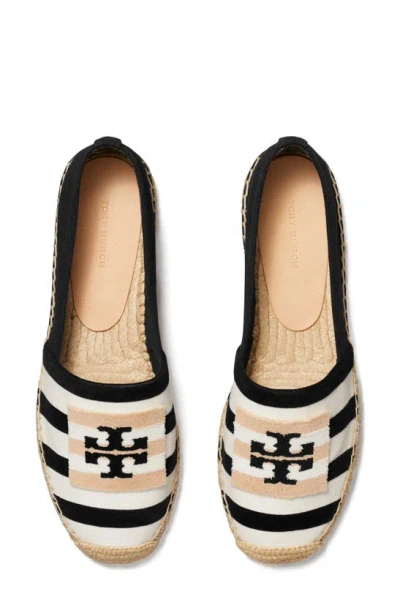 Shop Tory Burch Double T Espadrille Flat In Natural / Nero