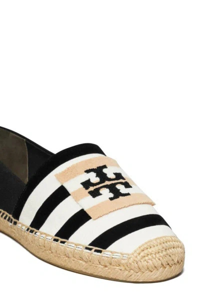 Shop Tory Burch Double T Espadrille Flat In Natural / Nero