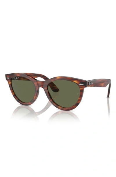 Ray Ban Wayfarer Way Sunglasses Striped Havana Frame Green Lenses Polarized 51-21 In Striped Havana