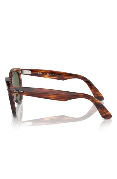 Ray Ban Wayfarer Way Sunglasses Striped Havana Frame Green Lenses Polarized 51-21 In Striped Havana