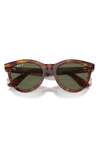 Ray Ban Wayfarer Way Sunglasses Striped Havana Frame Green Lenses Polarized 51-21 In Striped Havana