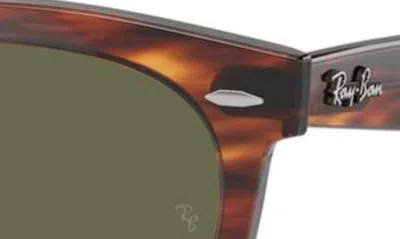 Ray Ban Wayfarer Way Sunglasses Striped Havana Frame Green Lenses Polarized 51-21 In Striped Havana