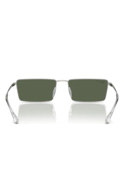 Ray Ban Emy Bio-based Sunglasses Silver Frame Green Lenses Polarized 59-17 In Silver