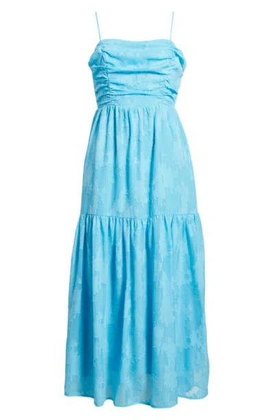 Shop Chelsea28 Jacquard Bow Back Cutout Maxi Dress In Blue Cabana