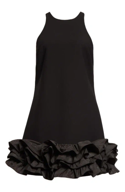 Shop Cinq À Sept Beta Tiered Ruffle Hem Sleeveless Dress In Black