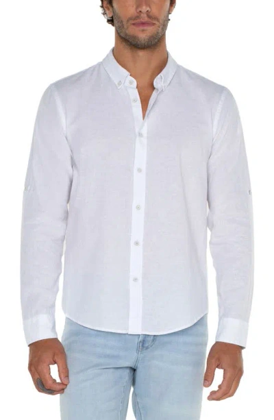 Shop Liverpool Los Angeles Roll Sleeve Button-down Shirt In White
