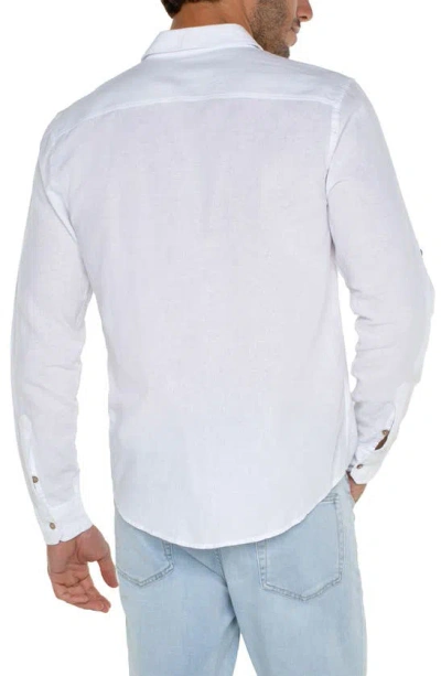 Shop Liverpool Los Angeles Roll Sleeve Button-down Shirt In White