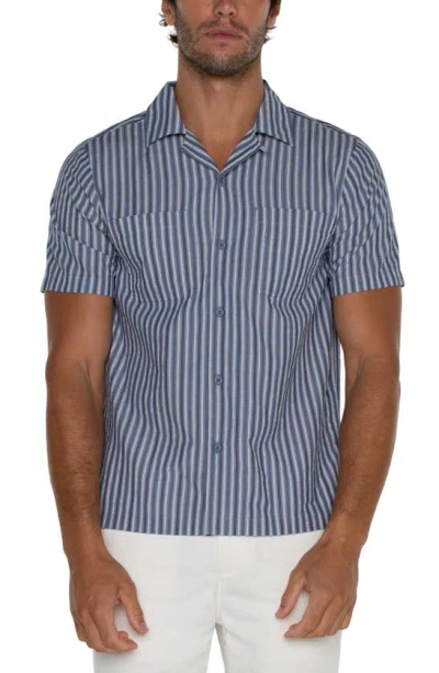 Shop Liverpool Los Angeles Stripe Camp Shirt In Blue White Mult