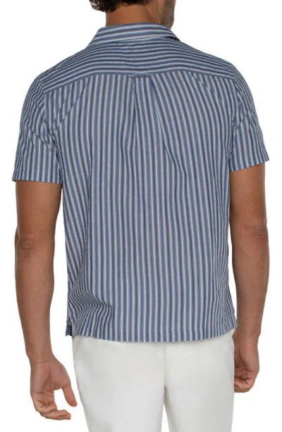 Shop Liverpool Los Angeles Stripe Camp Shirt In Blue White Mult
