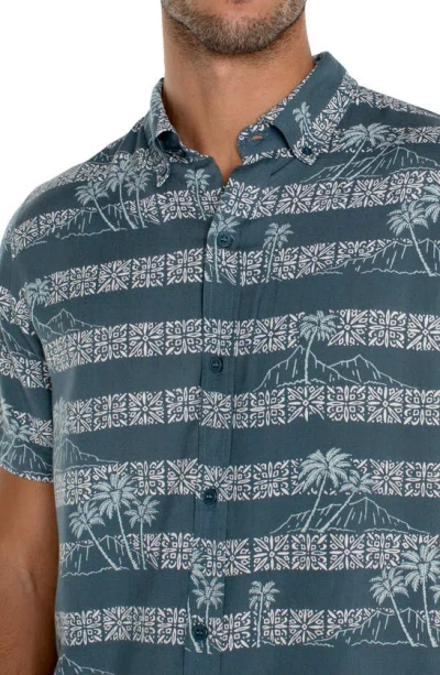 Shop Liverpool Los Angeles Aloha Short Sleeve Button-down Shirt In Euclpts/ Prclain