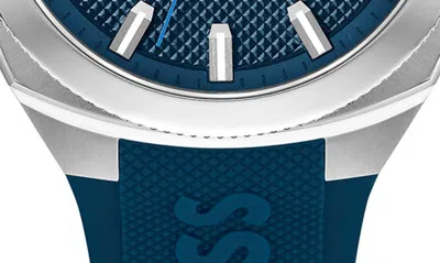 Shop Hugo Boss Walker Silicone Strap Watch, 41mm In Blue
