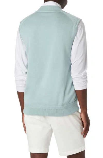 Shop Bugatchi Cotton Zip-up Sweater Vest In Seafoam