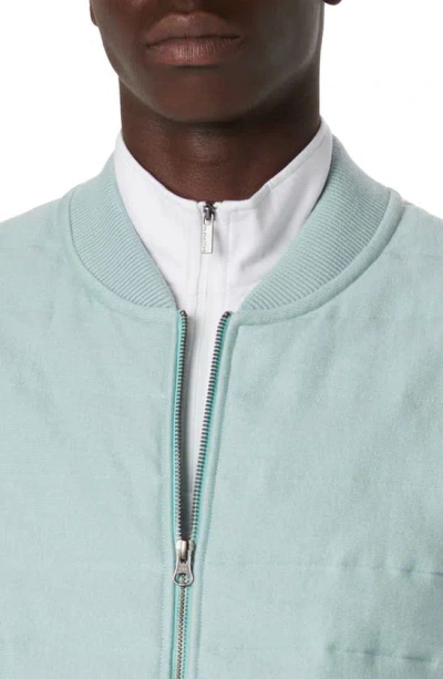 Shop Bugatchi Cotton Zip-up Sweater Vest In Seafoam