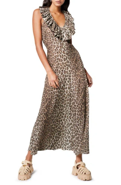 Shop Smythe Print Halter Maxi Dress In Leopard