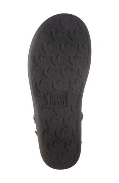 Shop Miu Miu Riviere Cord & Leather Sandal In Tobacco