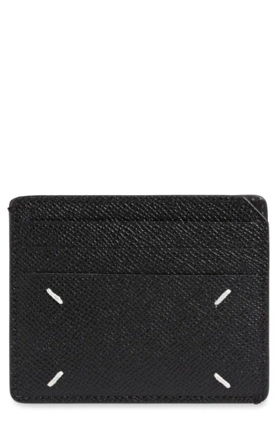 Shop Maison Margiela Four-stitch Leather Card Case In Black