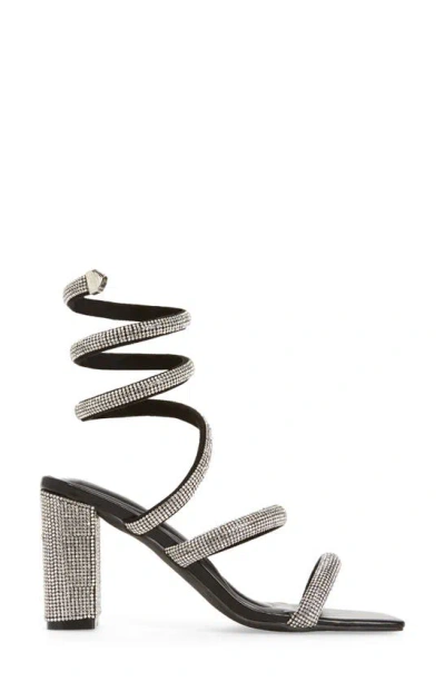 Shop Azalea Wang Ursula Crystal Embellished Ankle Wrap Sandal In Black