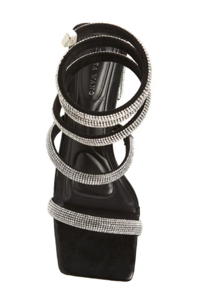 Shop Azalea Wang Ursula Crystal Embellished Ankle Wrap Sandal In Black