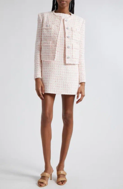 Shop Veronica Beard Olbia Cotton Blend Tweed Jacket In Off White/ Coral