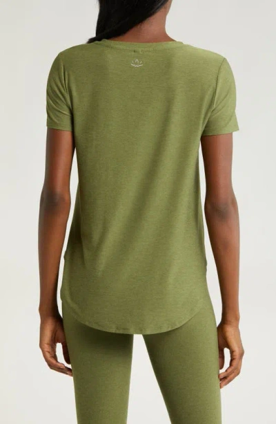 Shop Beyond Yoga On The Down Low T-shirt In Moss Green Heather