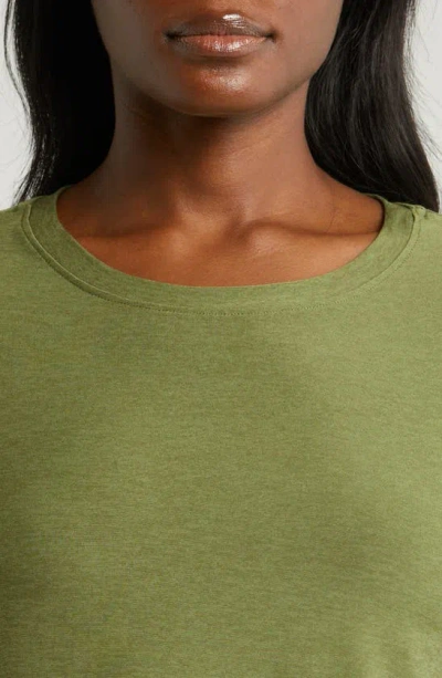 Shop Beyond Yoga On The Down Low T-shirt In Moss Green Heather