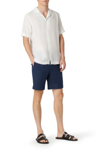 Shop Bugatchi Jackson Shaped Fit Linen Button-up Camp Shirt In White
