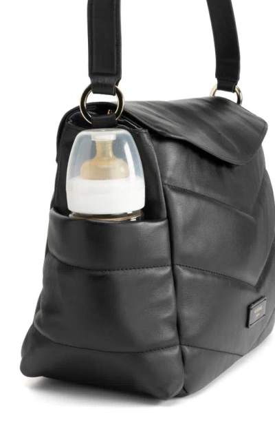 Shop Storksak Aria Leather Diaper/stroller Bag In Black
