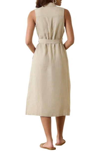 Shop Tommy Bahama Two Palms Sleeveless Linen Mid Shirtdress In Natural