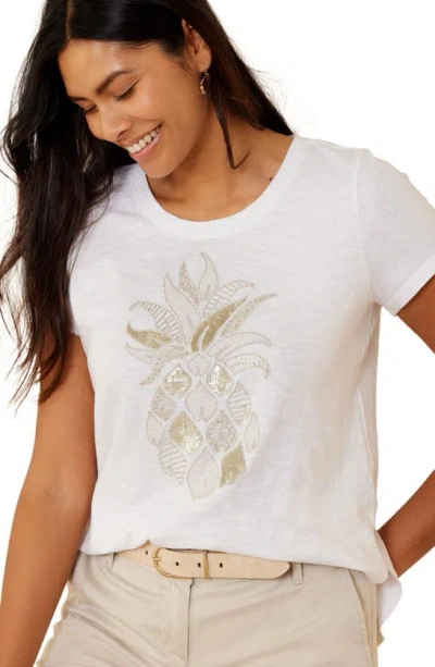 Shop Tommy Bahama Pineapple Lux Sequin Beaded T-shirt In White