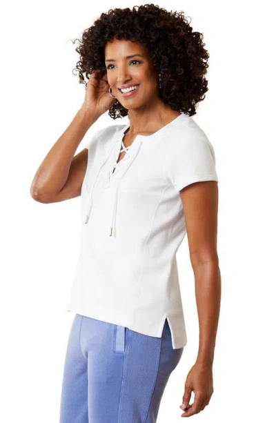 Shop Tommy Bahama Sunray Cotton Lace-up Top In White