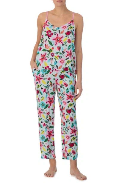 Shop Kate Spade Print Crop Pajamas In Aqua Print