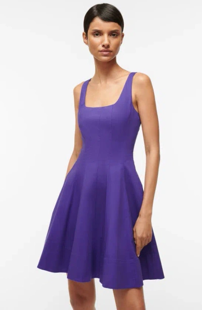 Shop Staud Wells Stretch Poplin Fit & Flare Minidress In Violet