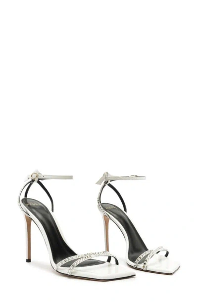 Shop Alexandre Birman Skye Crystal Embellished Ankle Strap Stiletto Sandal In White