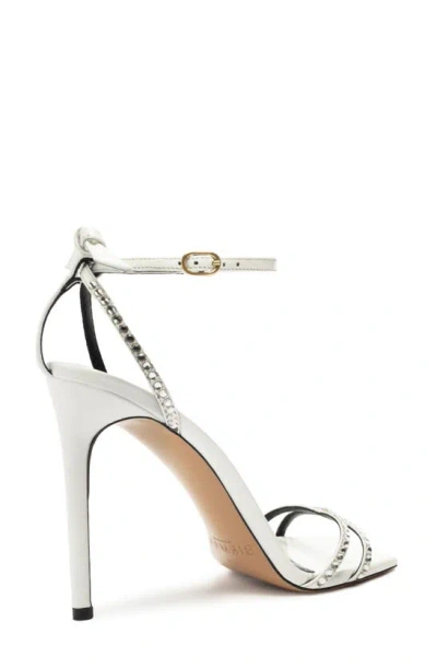Shop Alexandre Birman Skye Crystal Embellished Ankle Strap Stiletto Sandal In White