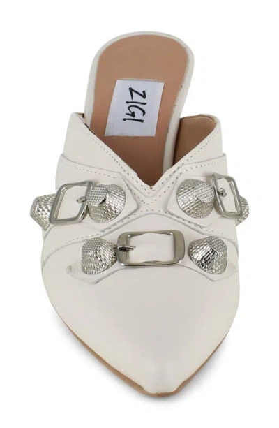 Shop Zigi Catrin Pointed Toe Mule In White Leather