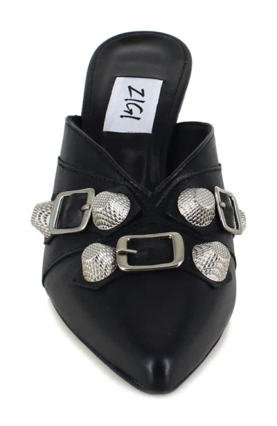 Shop Zigi Catrin Pointed Toe Mule In Black Leather
