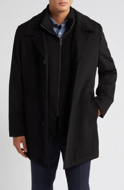 Shop Hart Schaffner Marx Macbeth Wool Blend Coat With Bib In Black