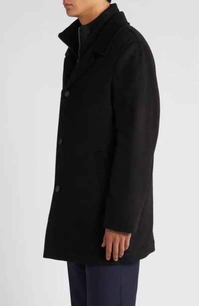 Shop Hart Schaffner Marx Macbeth Wool Blend Coat With Bib In Black