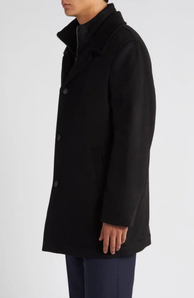 Hart Schaffner Marx Macbeth Wool Blend Coat With Bib In Black