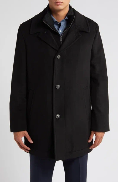 Hart Schaffner Marx Macbeth Wool Blend Coat With Bib In Black